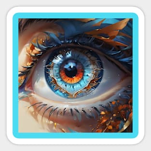 Closeup of colourful blue eye Sticker